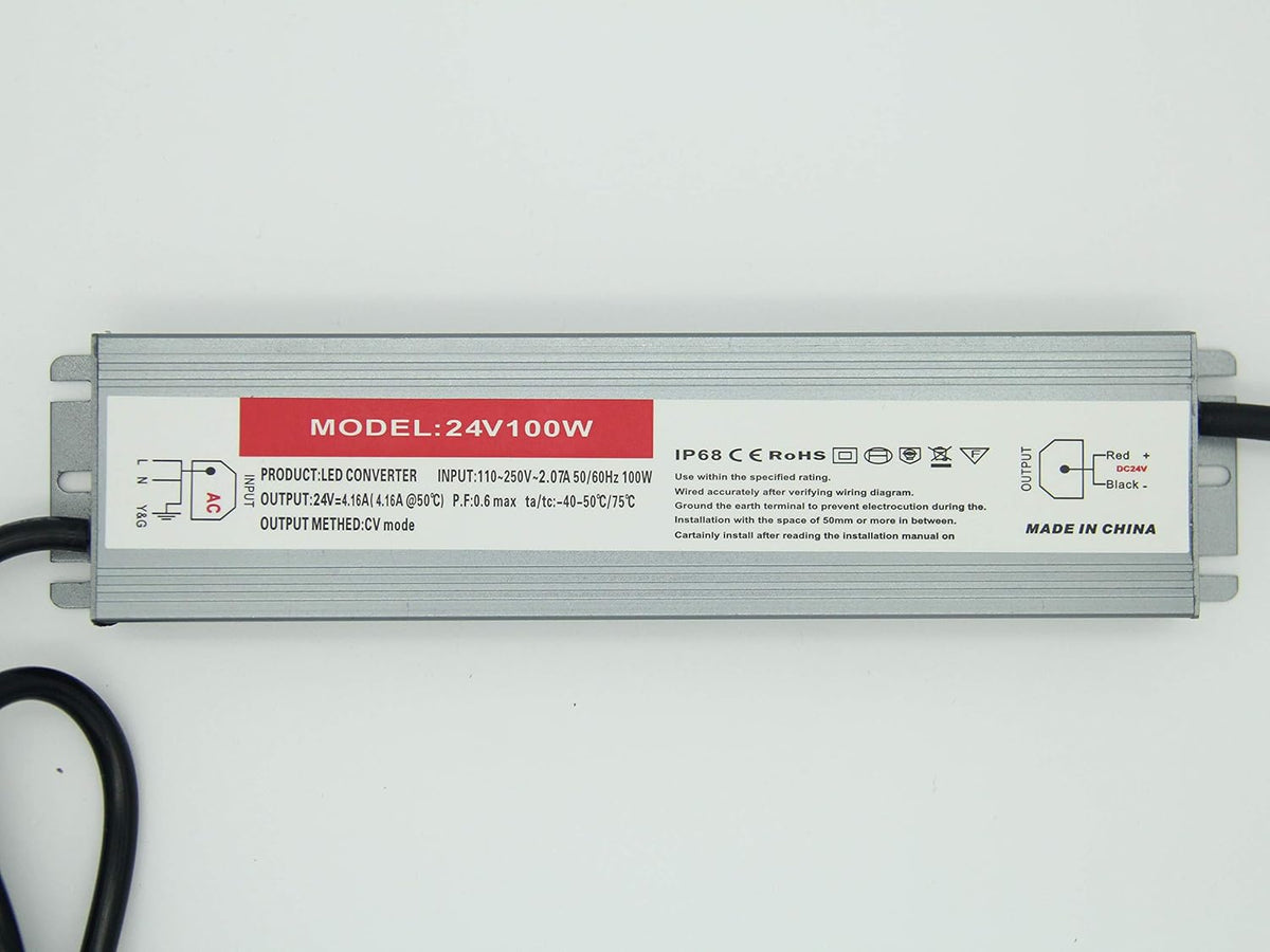100W Waterproof IP68 LED Driver 110V-265V AC to 24V DC Power Supply Pack of 2 G7592