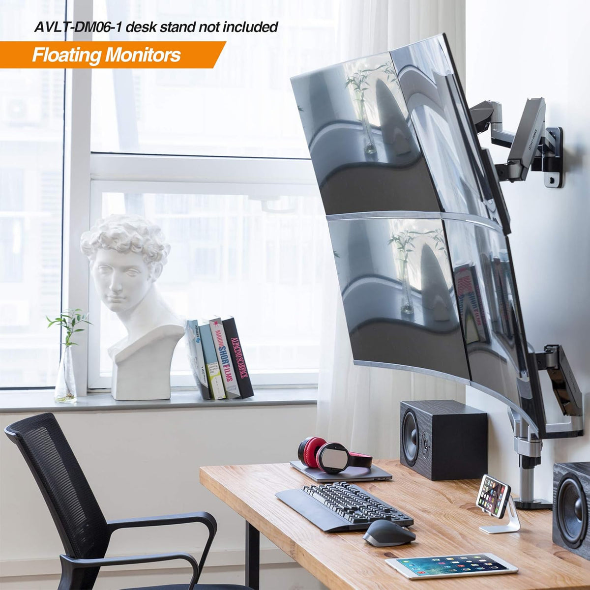 Dual 13-32 Monitor Wall Mount Full Motion Adjustable Monitor Arm G857