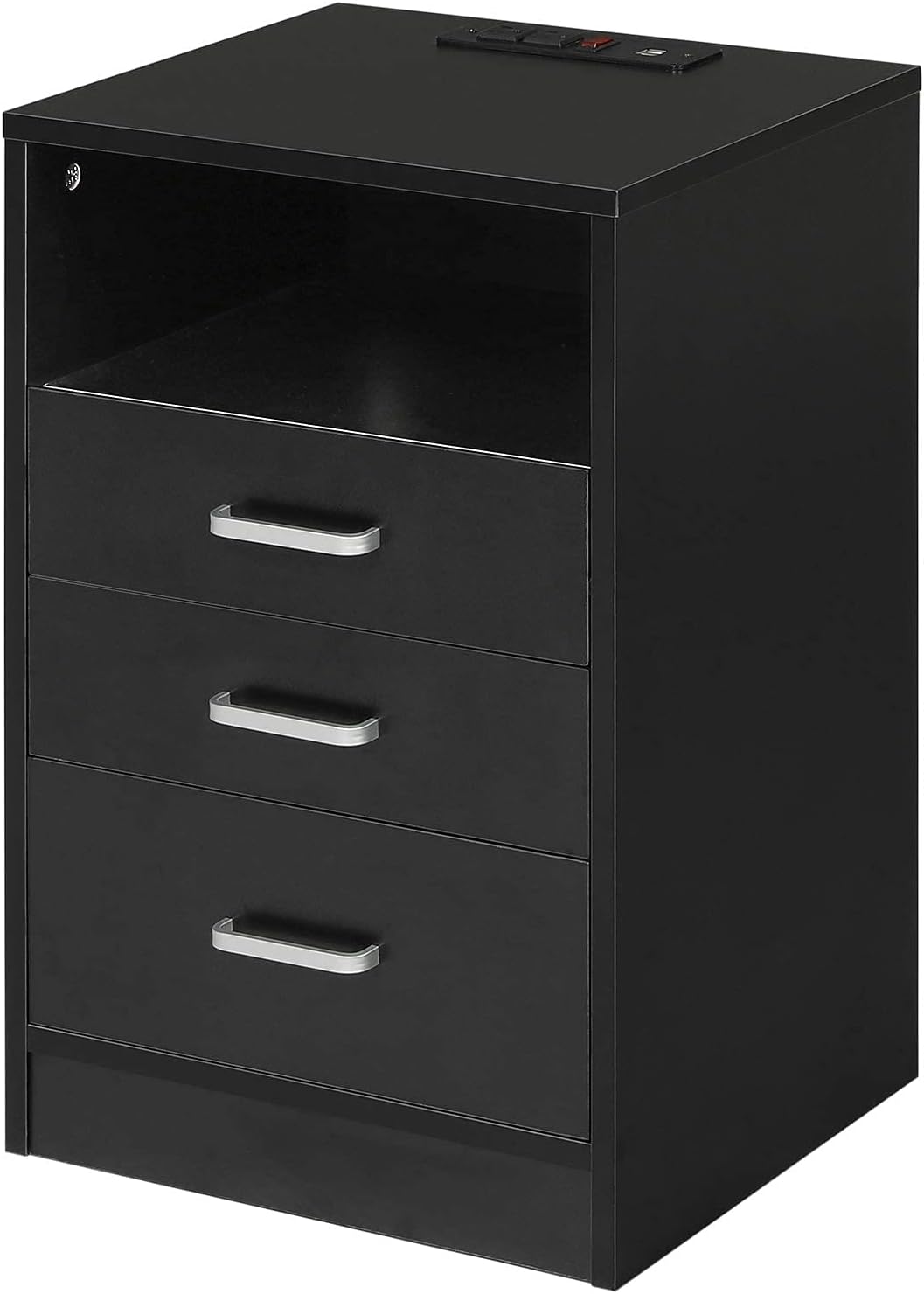 Black 3 Drawer Nightstand with USB Port T276235