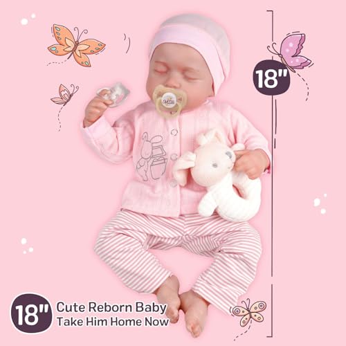 18 Inch Soft Body Realistic Newborn Baby Dolls with Clothes and Toy Accessories E109