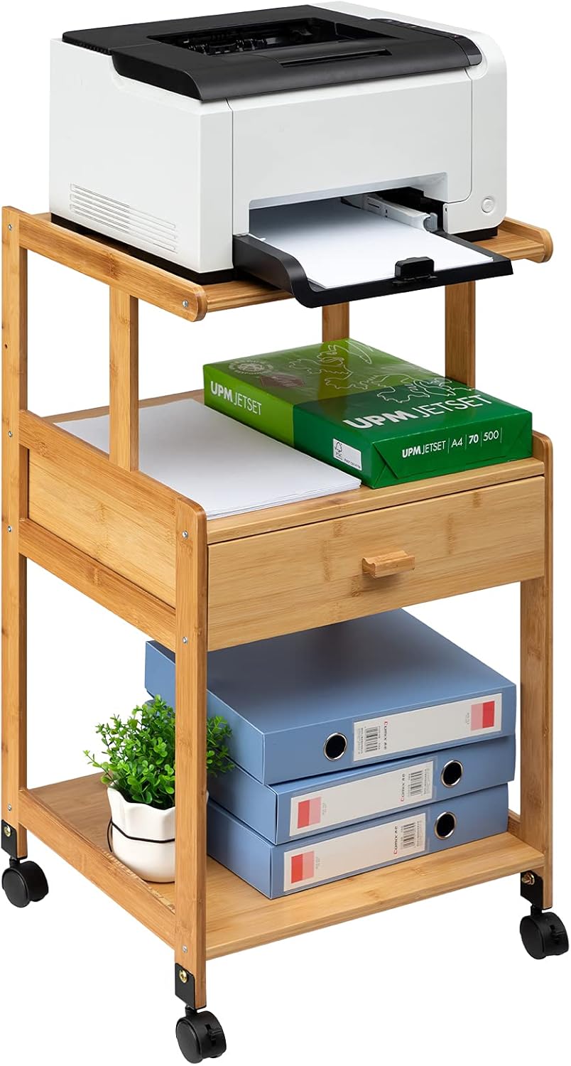 3-Tiers Mobile Printer Stand with Drawer J7483