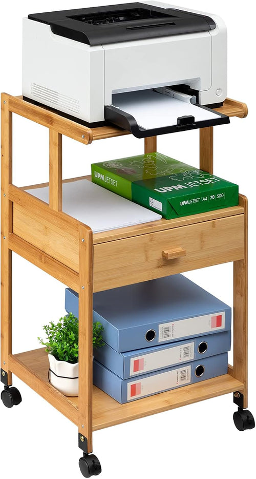 3-Tiers Mobile Printer Stand with Drawer J7483