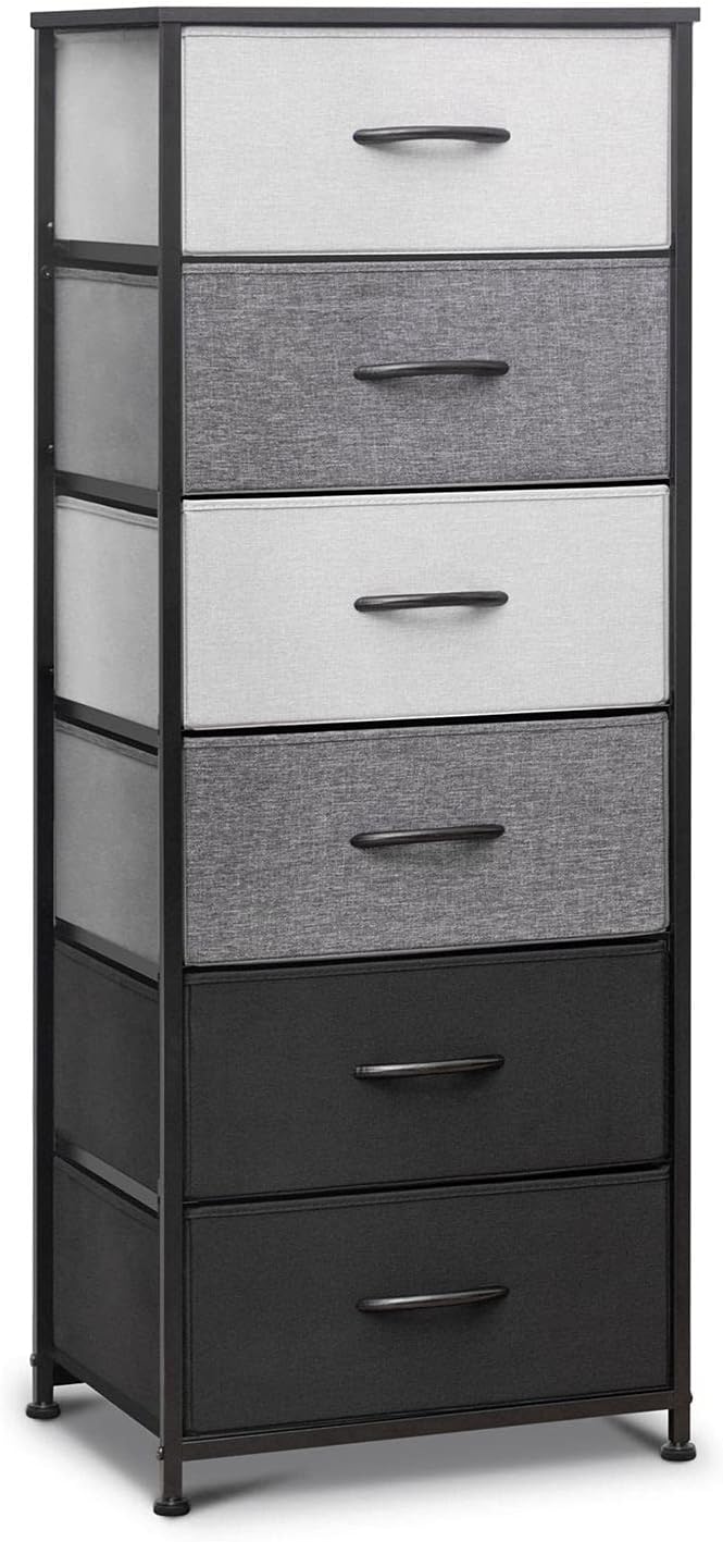 Black & Gray 6 Drawers Fabric Dresser Y594