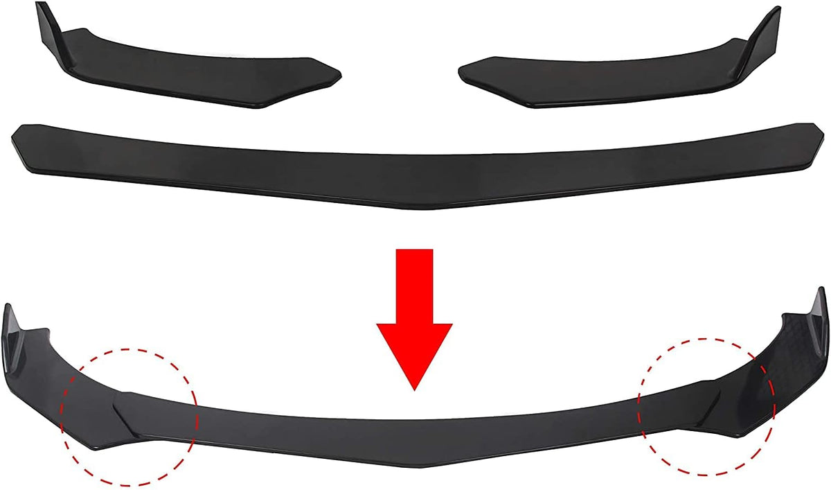 Black Universal Front Bumper Lip Chin Spoiler ABS Pack of 2 R986465