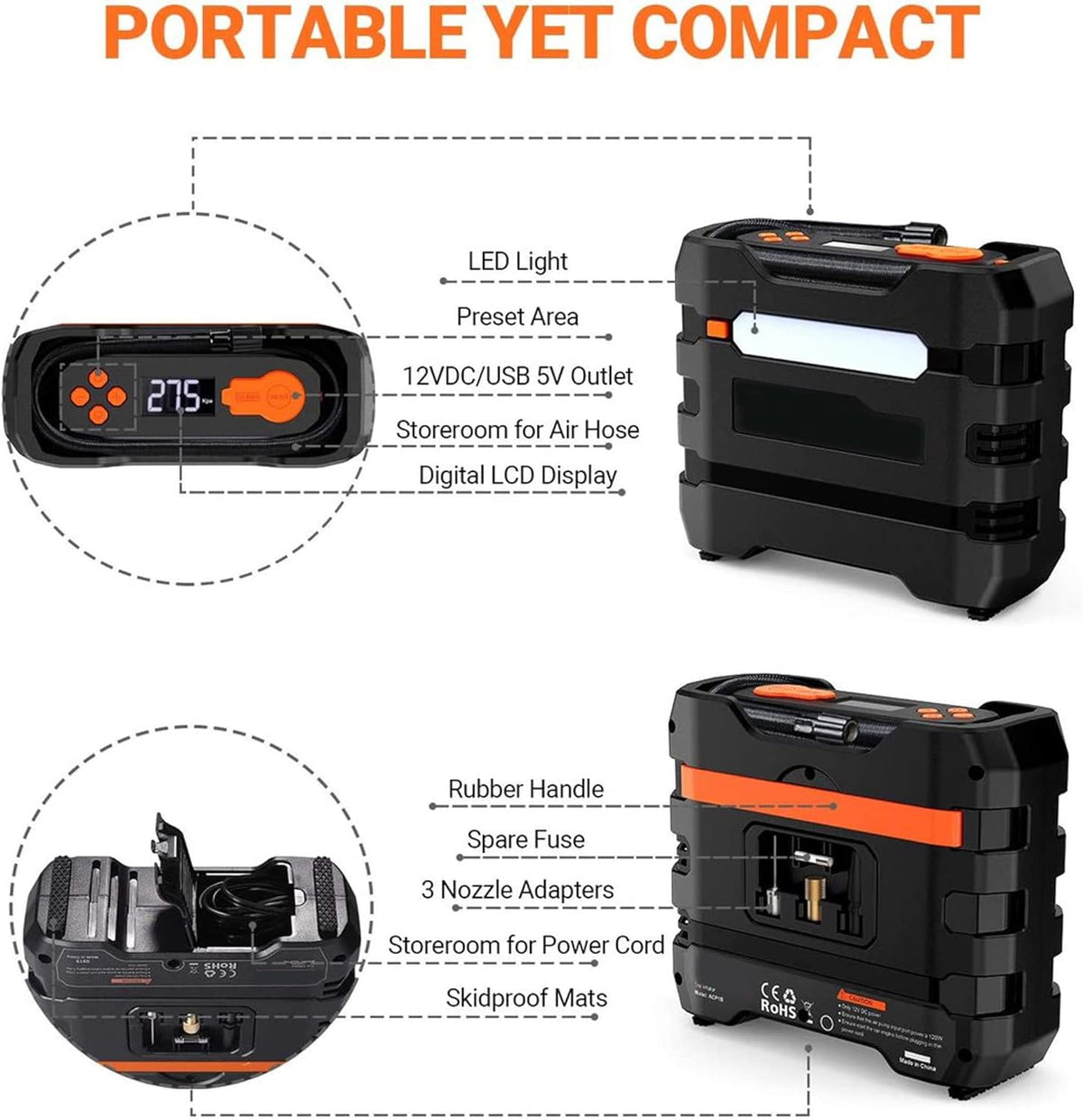 Portable 12V DC Air Compressor Tire Inflator X531