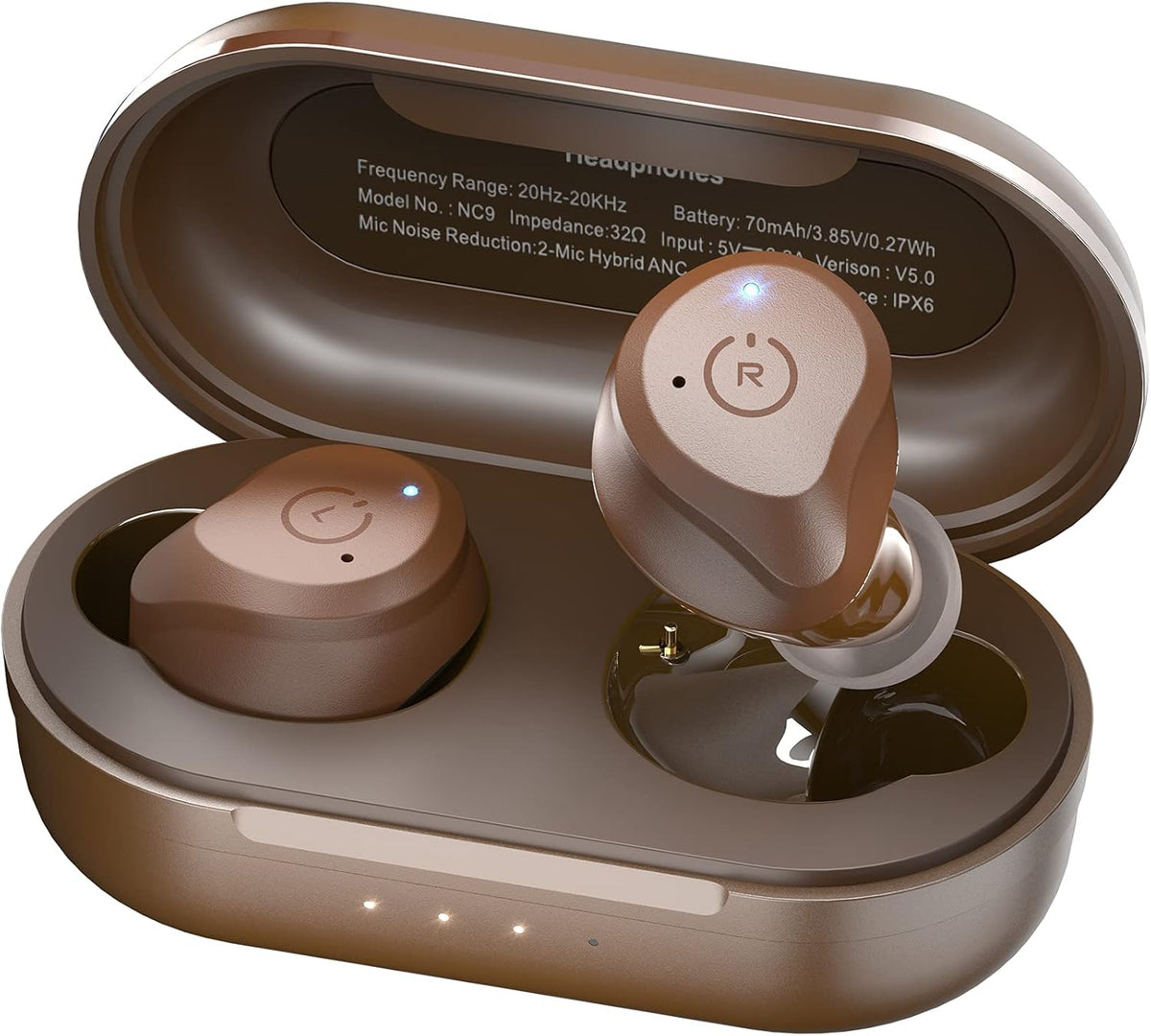 Hybrid Active Noise Cancelling Wireless Earbuds, IPX6 Waterproof Bluetooth 5.0 Black R45805