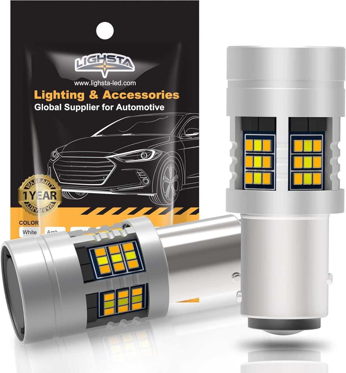 7443 7444 T20 992 7444NA Switchback LED Bulbs Dual Color Amber Yellow Turn Signal White Daytime Running Parking Lights Pack of 2 A67229