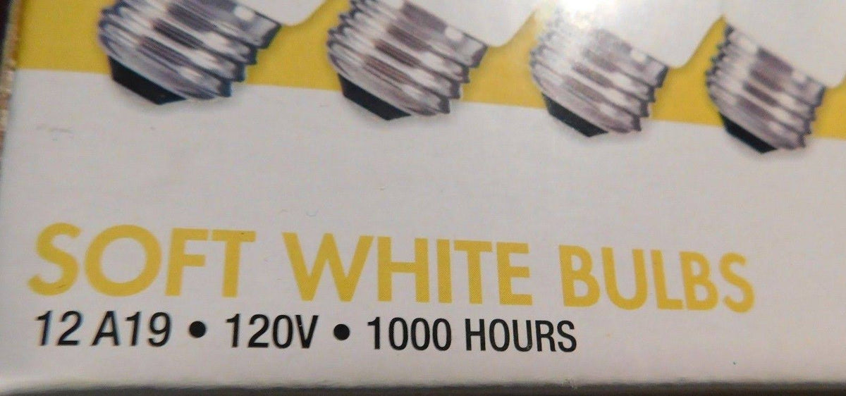 12 Pack 60 Watt Soft White A19 Incandescent Light Bulbs L637