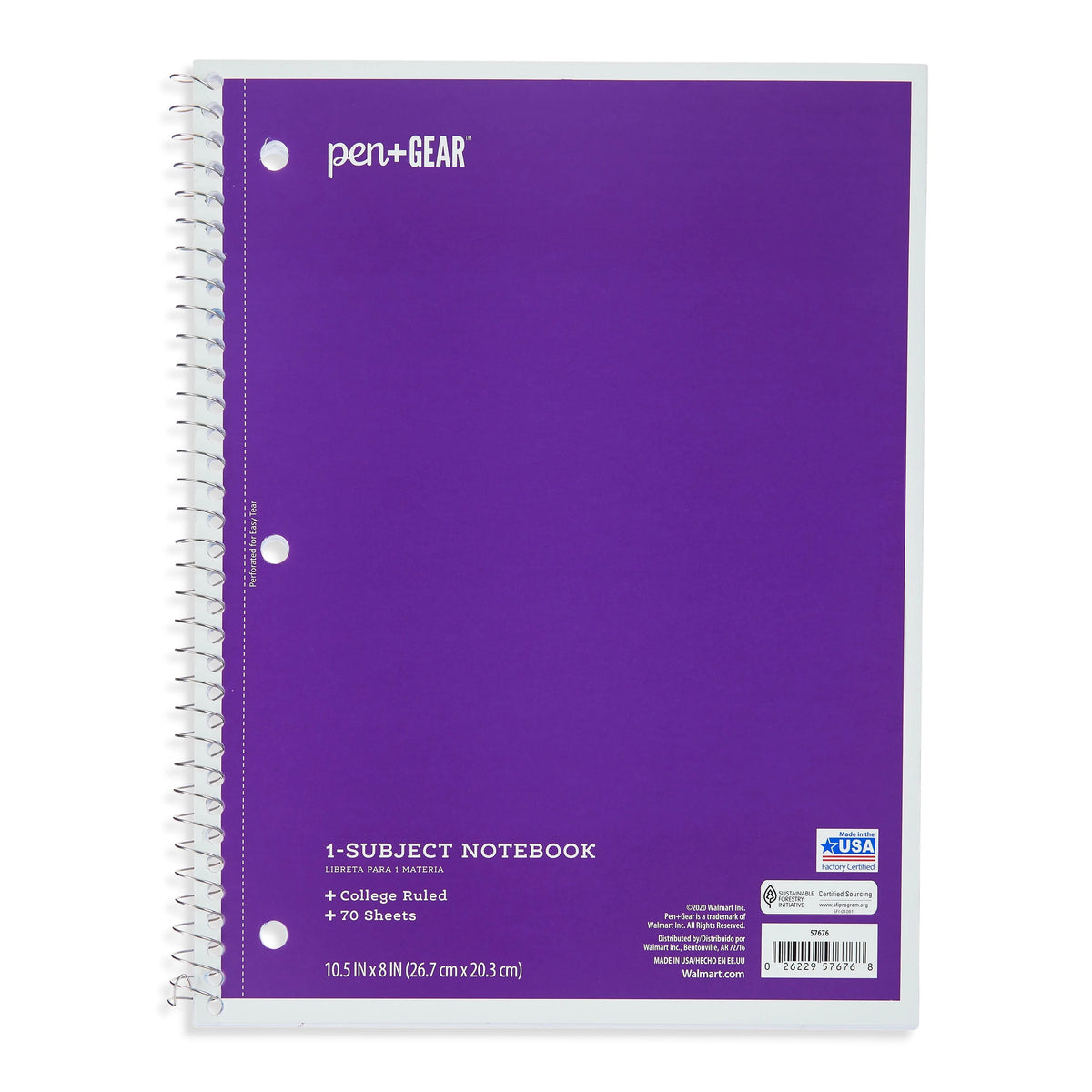 1-Subject College Ruled Notebook, Blue, 70 Sheets L2990