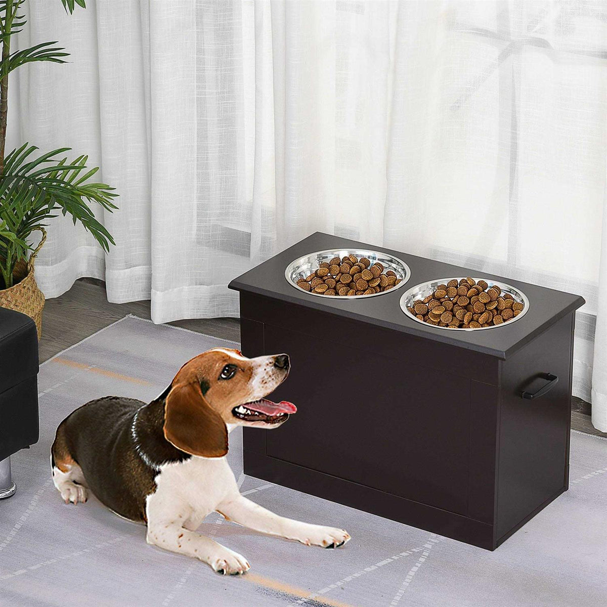 Raised Pet Feeding Station with 2 Stainless Steel Bowls B2774