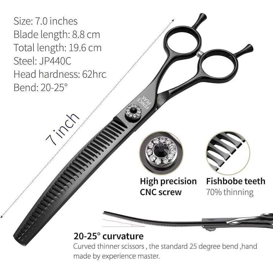 Professional Dog Grooming Curved Thinning Scissors 7.0" 440C Steel O447996