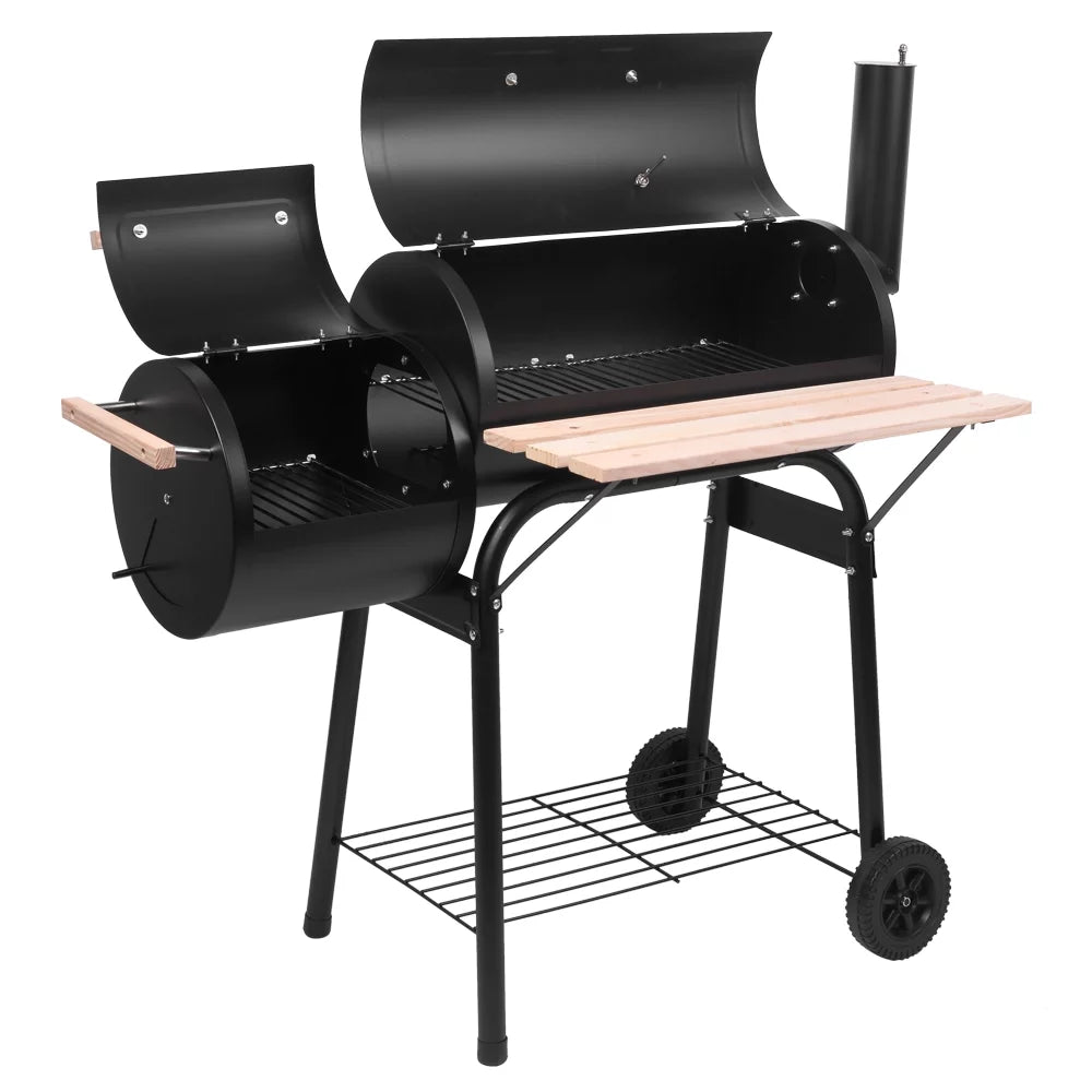 Charcoal Grill Portable BBQ Grill and Offset Smoker Steel BBQ Pit B4135