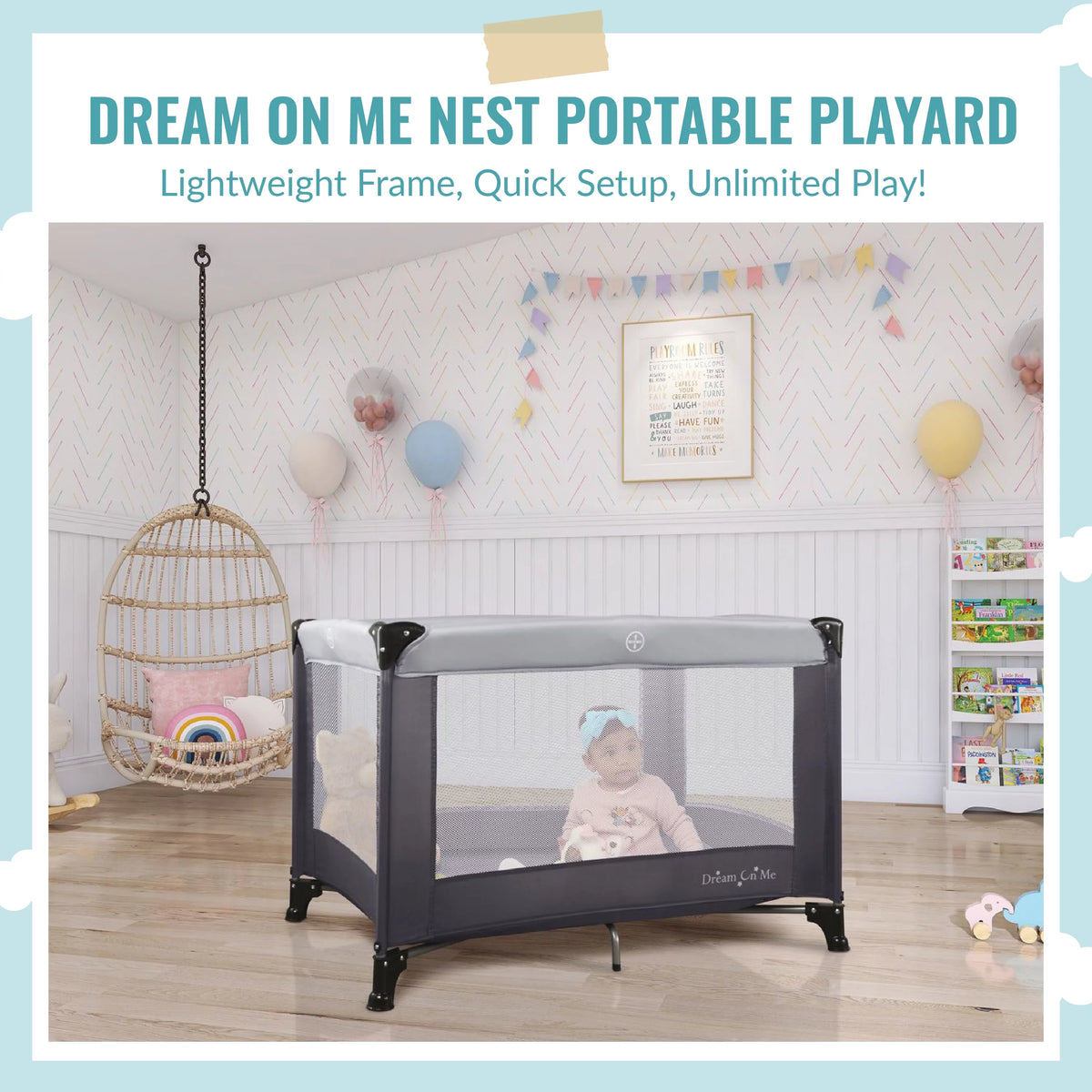 Portable Play Yard with Carry Bag and Shoulder Strap, Pink D936759