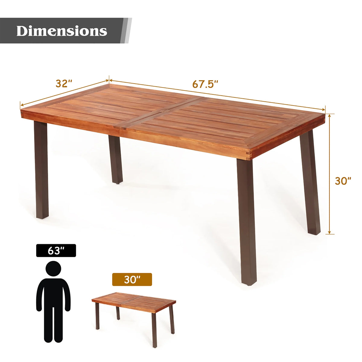 Acacia Wood Rectangular Dining Table H359821