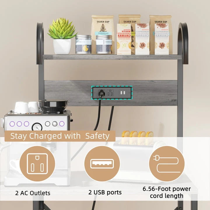 6 Tier Kitchen Bakers Rack with Power Outlet B610