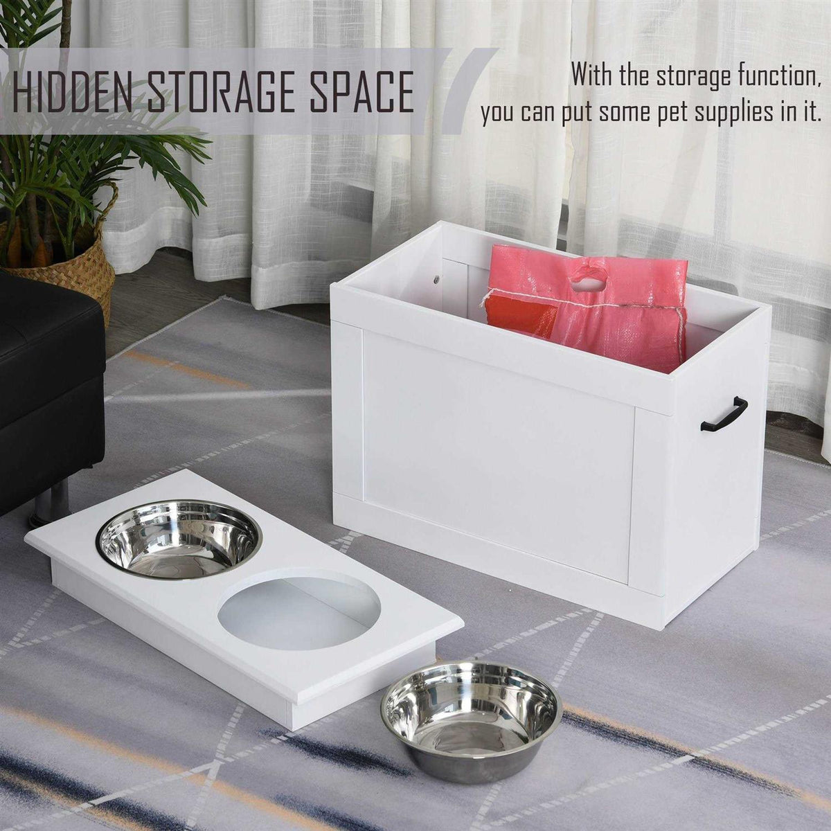 Raised Pet Feeding Station with 2 Stainless Steel Bowls B2774