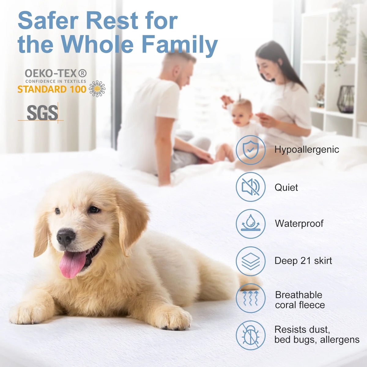 Queen Waterproof Microplush Fleece Mattress Protector B28450