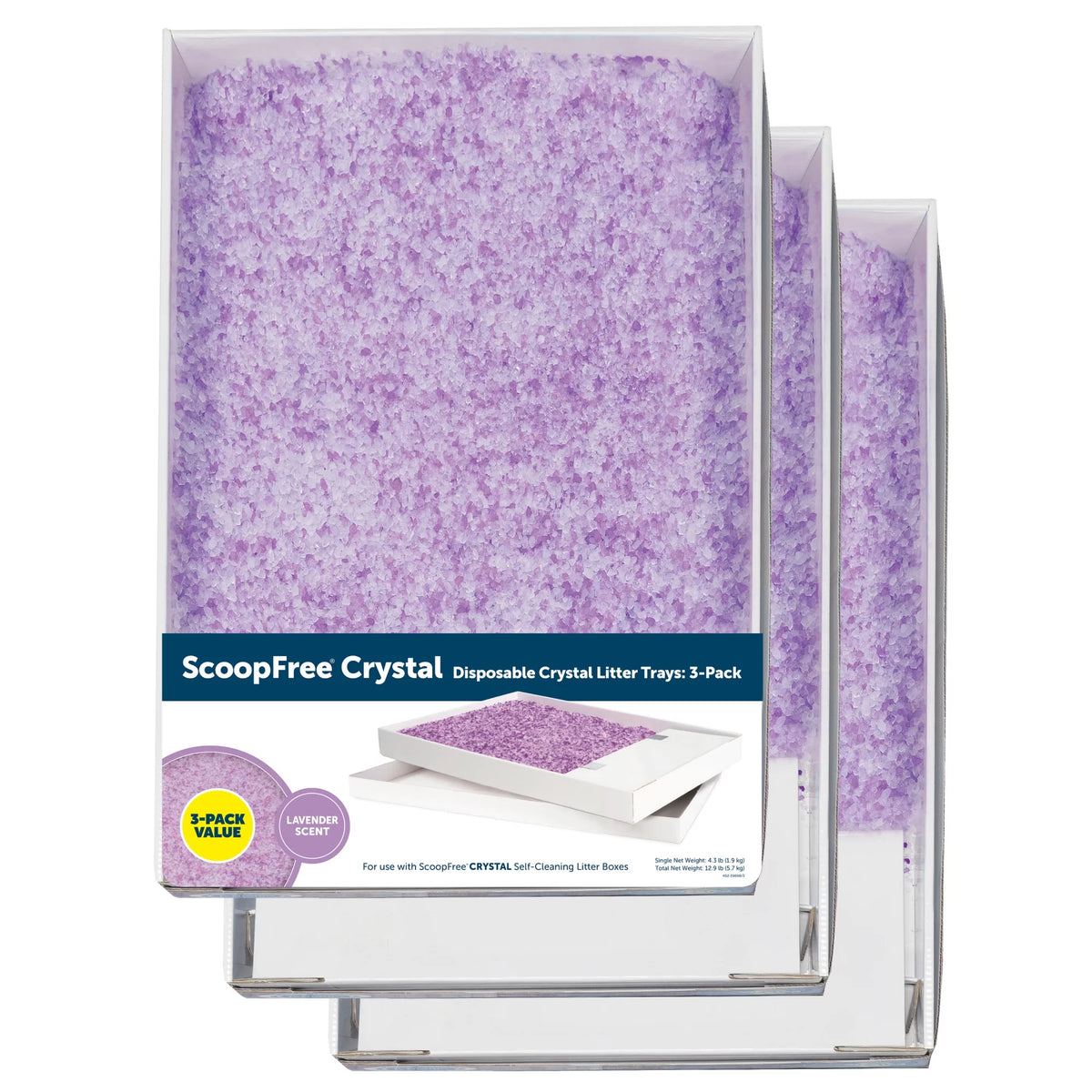 Lavender Scent Silica Crystals Cat Litter Trays 3-Pack Z234
