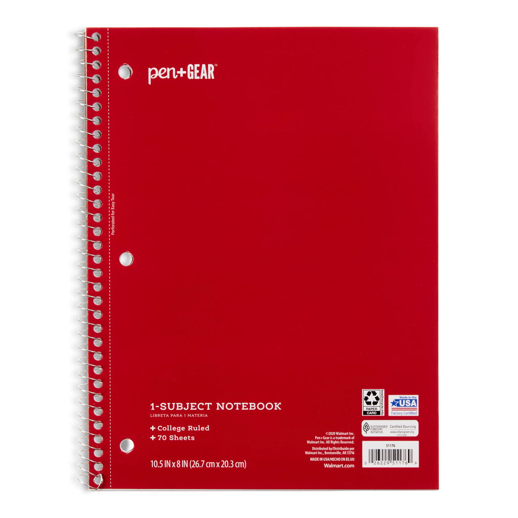 1-Subject College Ruled Notebook, Blue, 70 Sheets L2990