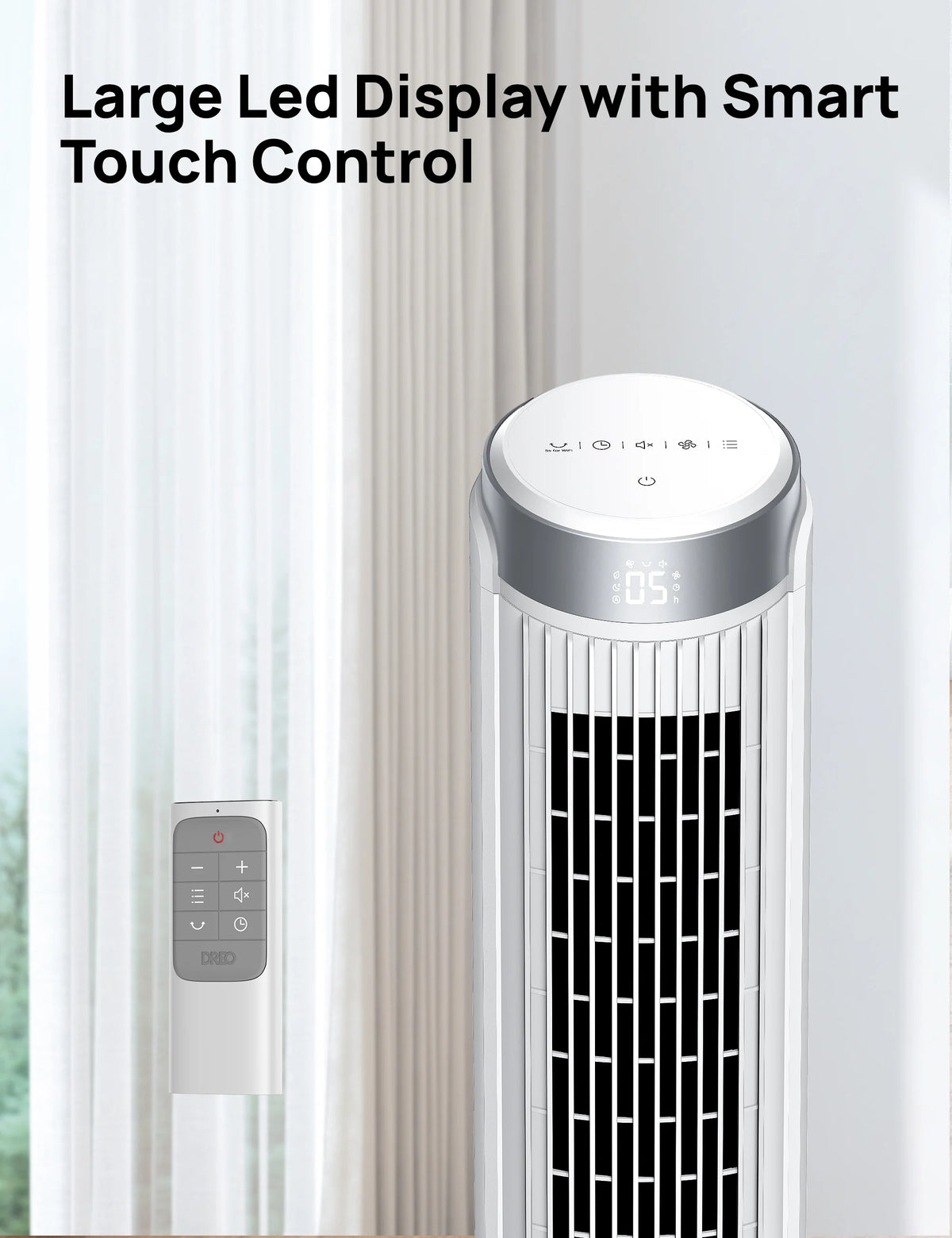 40 Inch Oscillating Tower Fan with Remote, White N66595