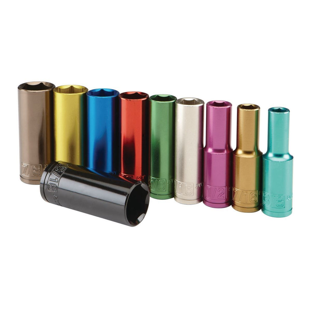 1/2 in. Drive SAE Color-Coded Deep Socket Set, 10-Piece E758