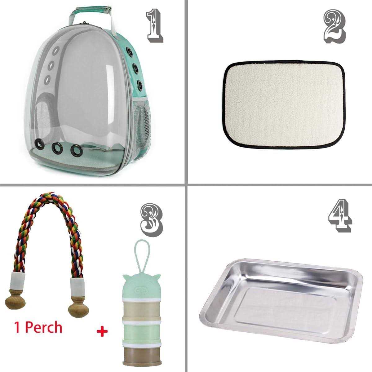 Bird Carrier Backpack with Stainless Steel Tray and Standing Perch W419