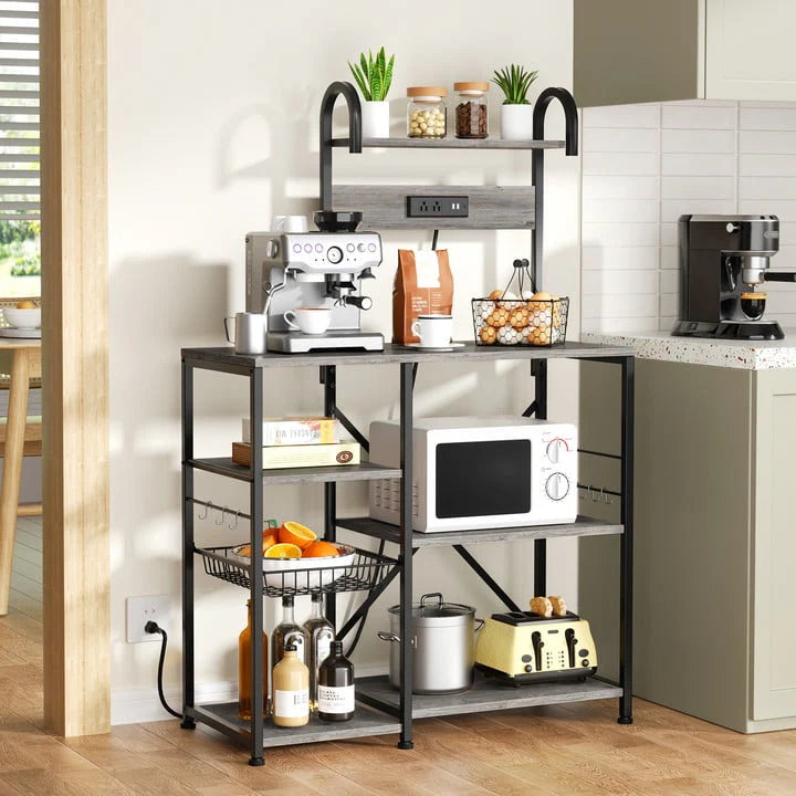 6 Tier Kitchen Bakers Rack with Power Outlet B610