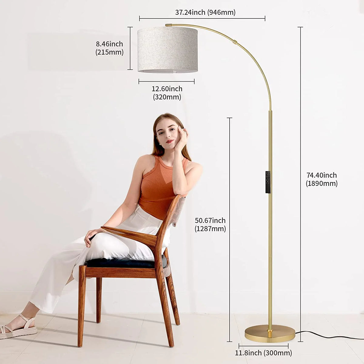 Gold Arc Floor Lamp with Remote M863