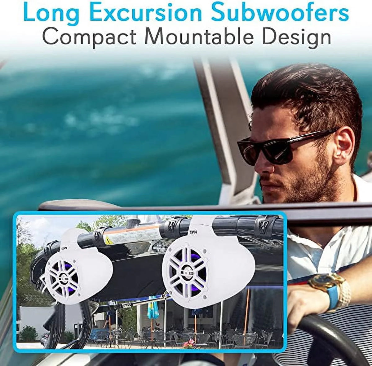 4 Inch 300 Watt Bluetooth Marine Tower Speaker System, Pair T7047