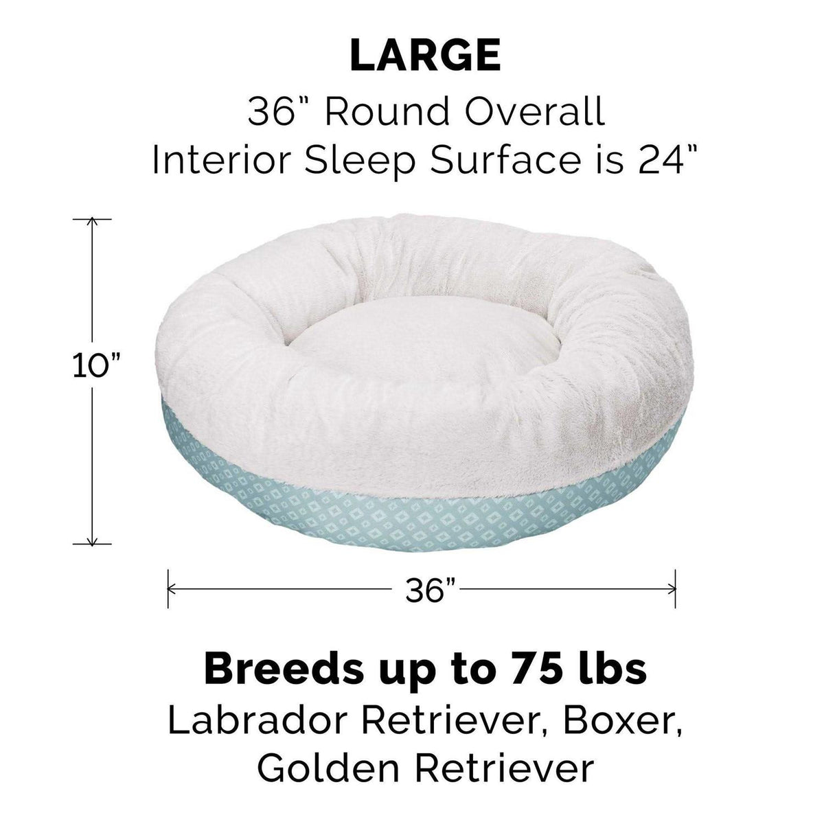 Plush Diamond Print Donut Pet Bed L680