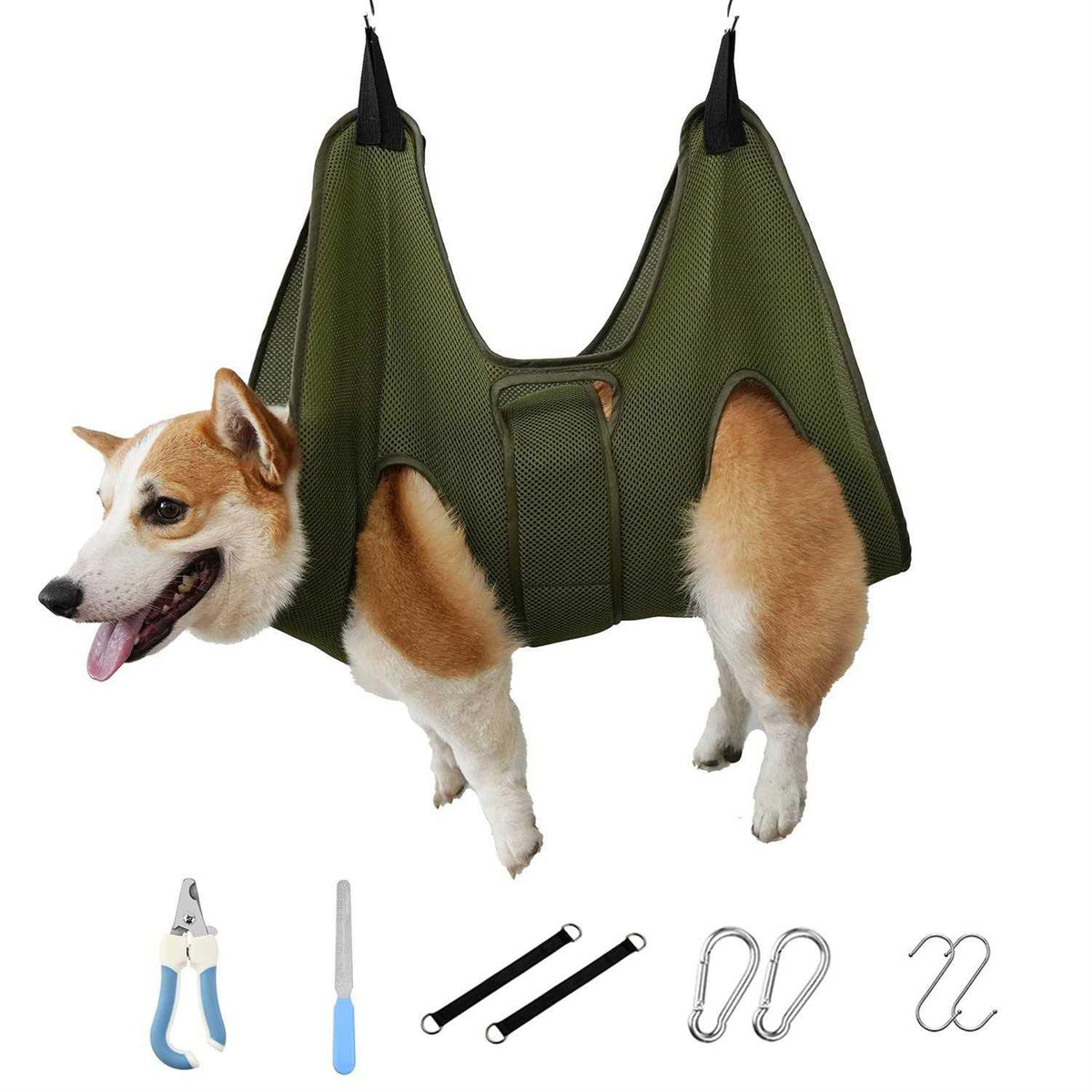 Breathable Dog Grooming Hammock Harness with Nail Clippers L500