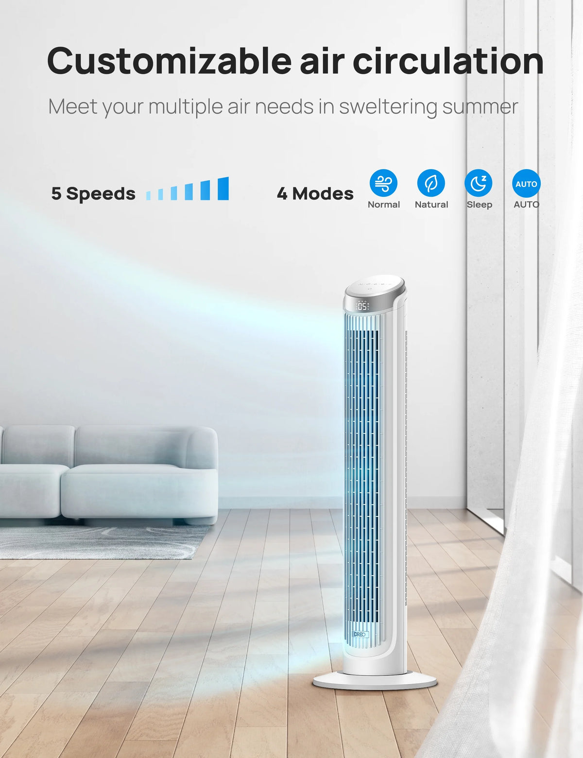 40 Inch Oscillating Tower Fan with Remote, White N66595