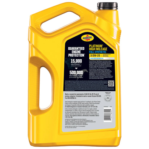 0W-20 Full Synthetic High Mileage Motor Oil, 5 Quart D5885