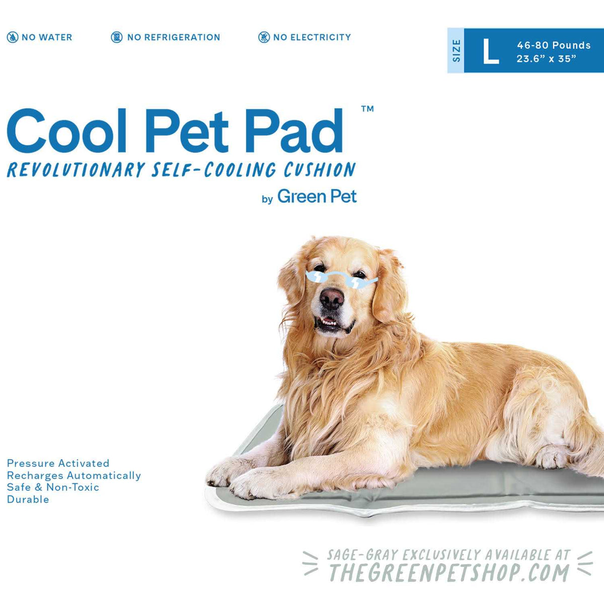 Sage Gray Self Cooling Pet Pad U72636