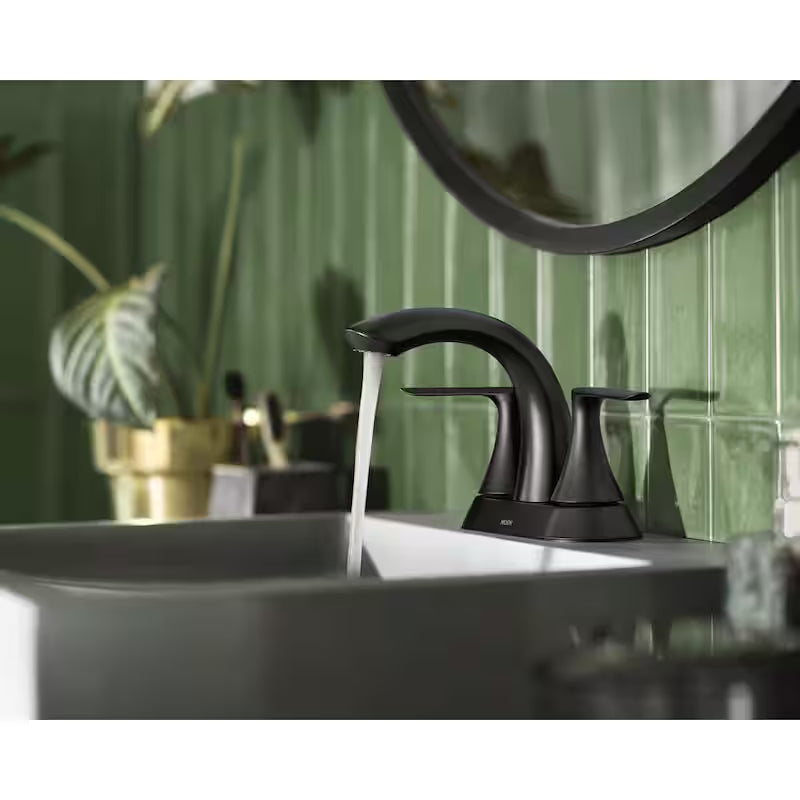 4 in. Centerset Double-Handle Bathroom Faucet Matte Black T741