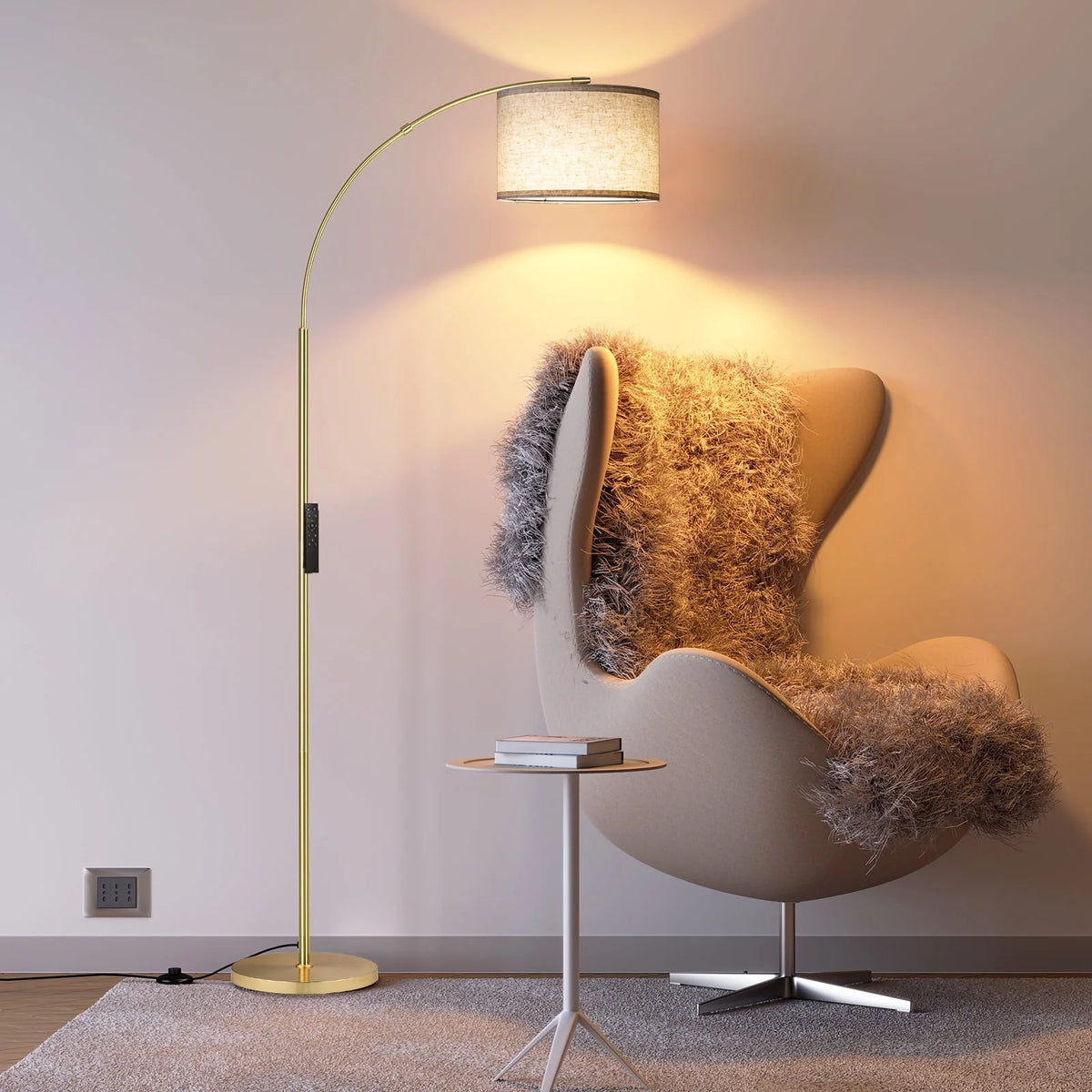 Gold Arc Floor Lamp with Remote M863