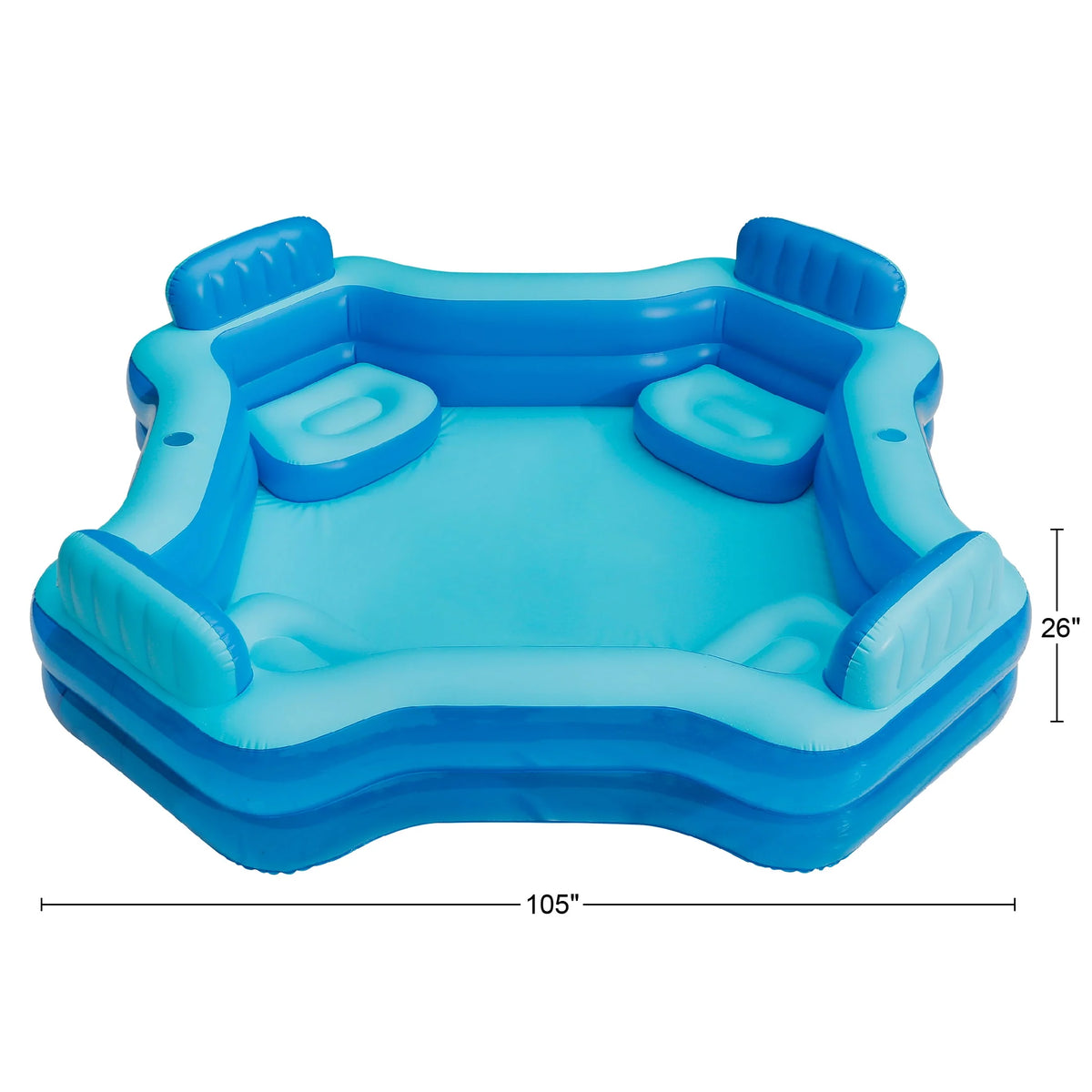 Blue Inflatable Family Swimming Pool 4 Seats Square P360735