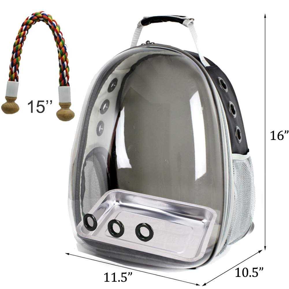 Bird Carrier Backpack with Stainless Steel Tray and Standing Perch W419
