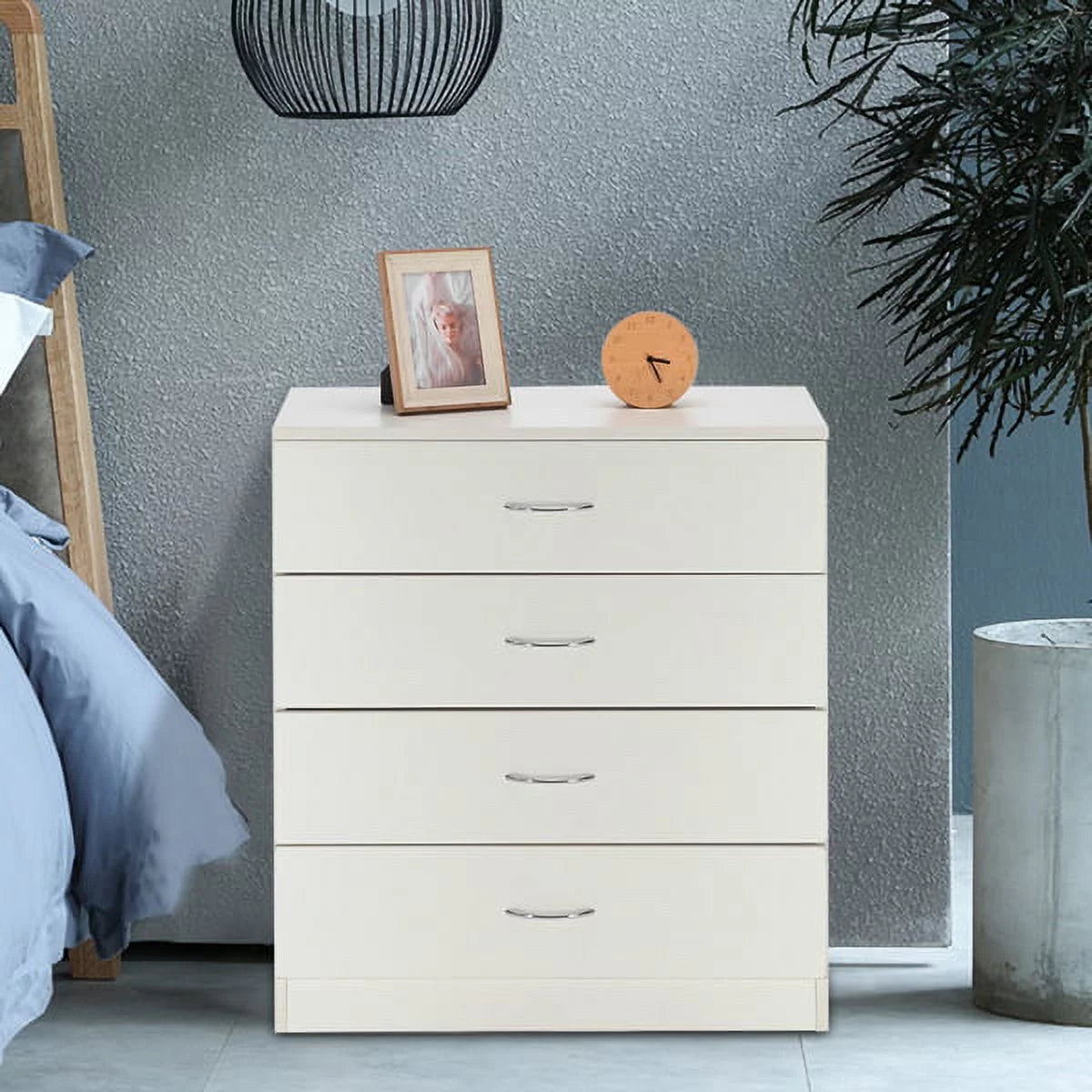 White 4-Drawer Wood Dresser C36084