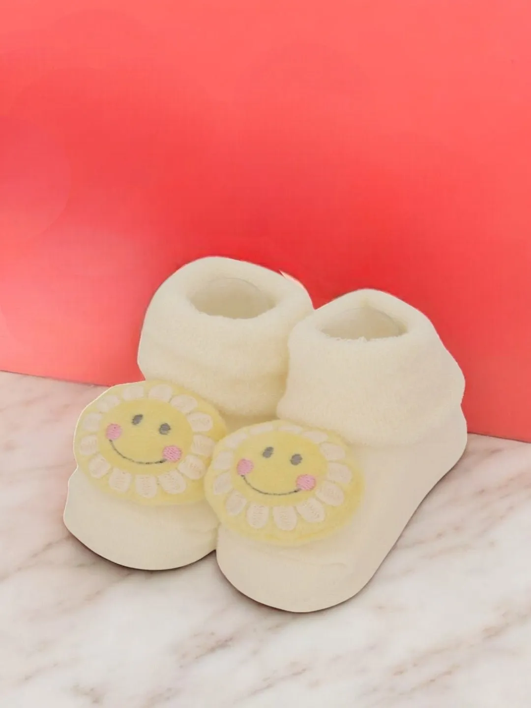 Sunny Smiles Baby Socks - Warm Cream Delight